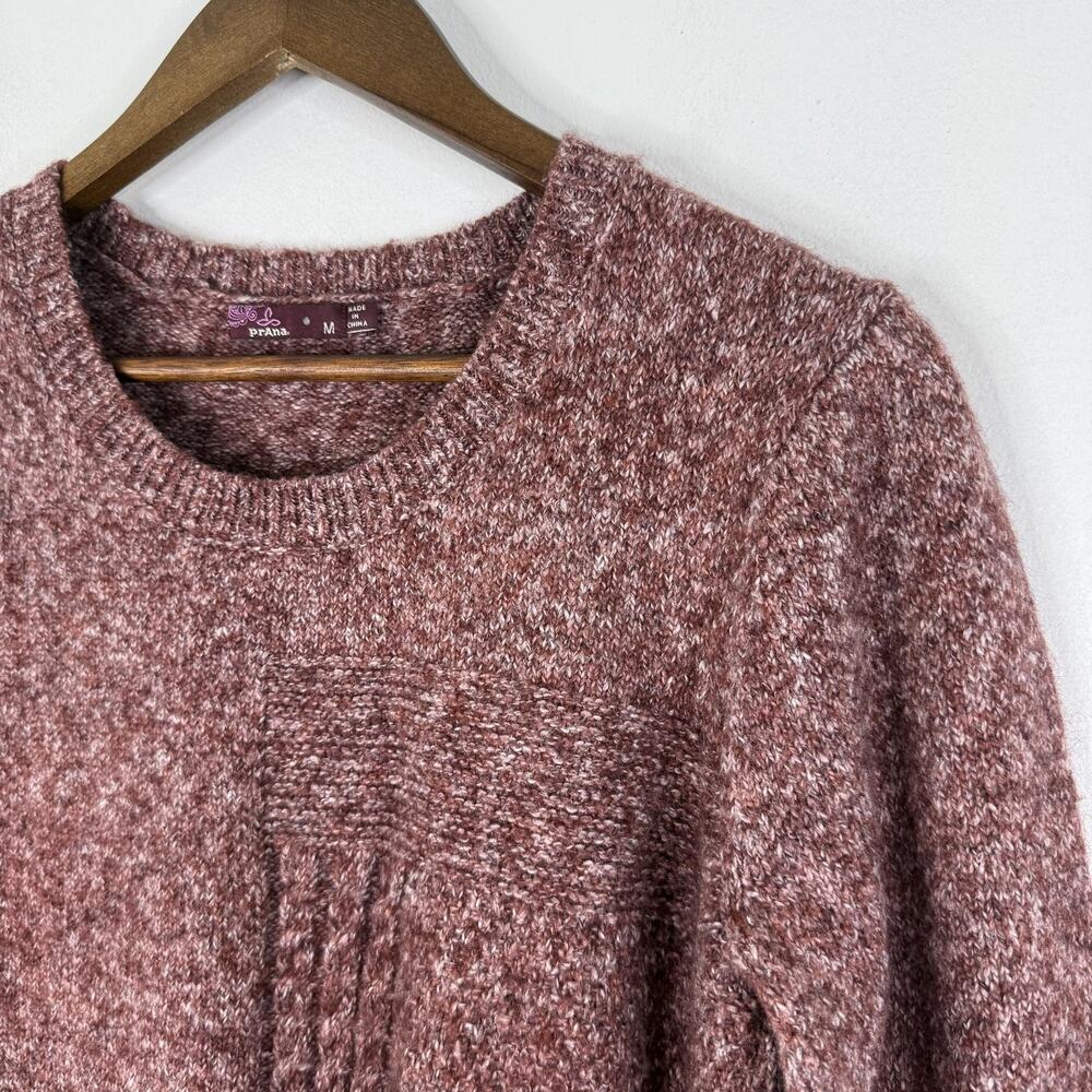 PrAna Sweater Womens Medium Pink Chunky Knit Crewneck Pullover Mohair Blend